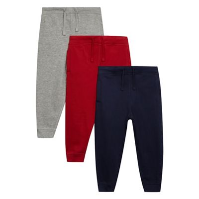 Pack of three boys' multi-coloured jogging bottoms